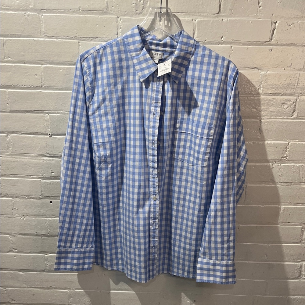 J. Crew Blue and White Gingham Women's Shirt NWT